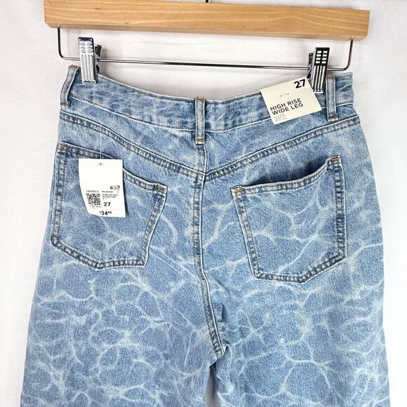 NWT Forever 21 High Rise Wide Leg Swirl Dye Jeans 27 - Picture 8 of 9